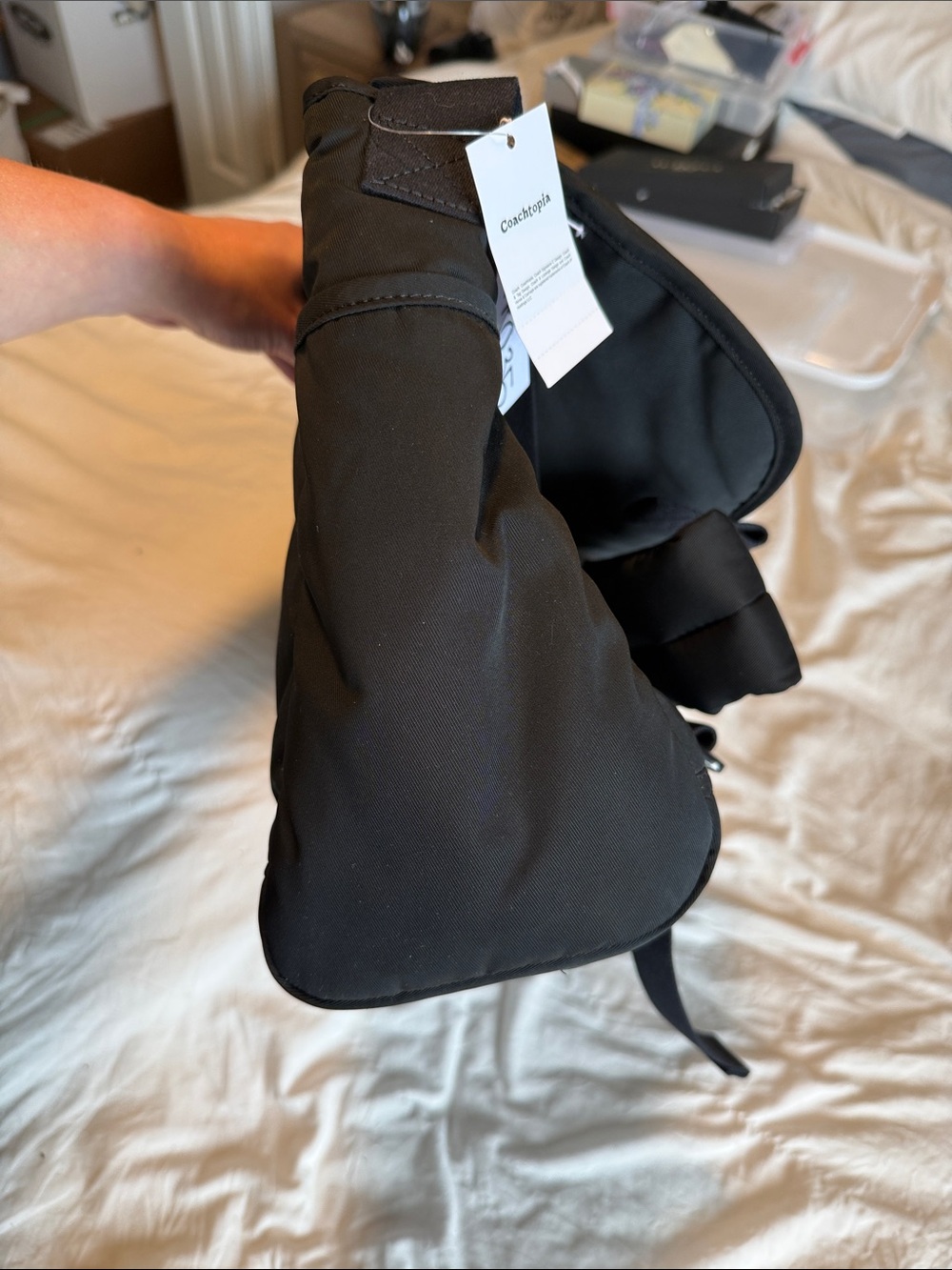 Coachtopia Black Quilted Crossbody Messenger Bag with Patch Detail - Picture 7 of 8